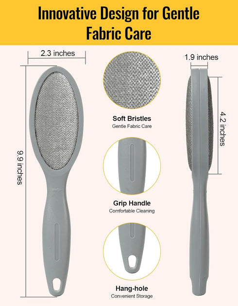 Lint Brush Pet Hair Remover for Clothes, Couches - 2 Pack, Dual Side, Gray...