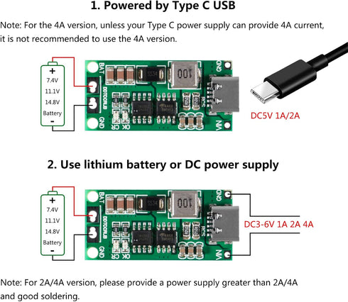 2PCS Type C BMS 2S 3S 4S 1A 2A 4A 18650 Lithium Battery Charger Board USB C Step-up Boost Module for Li-Po Polymer Power Bank (3S 4A)......