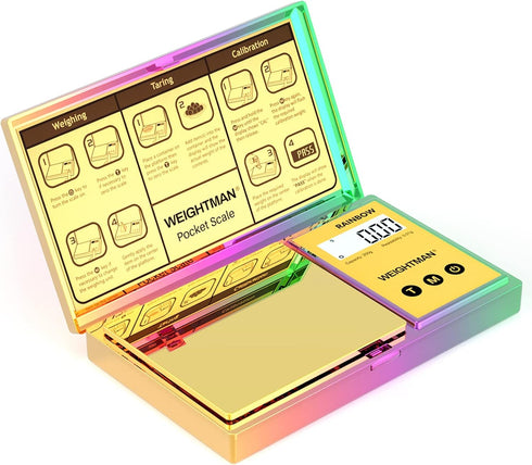 WEIGHTMAN Shiny Digital Gram Scale 200g x 0.01, Chrome Rainbow Mini Scale for Food Ounces and Grams, Iridescent Plating Pocket Scale, Small Jewelr...