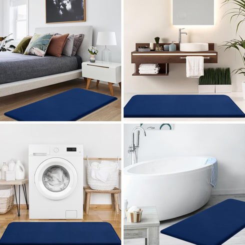 Smiry Memory Foam Bath Mat 24x16, Extra Soft and Absorbent Bathroom Mats, Non Slip Washable Carpet for Floor, Shower and Tub, Navy Blue...