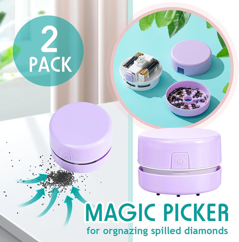 Honoson 2 Pcs Painting Tool Drill Quicker Picker for Spilled Diamonds 5D Painting Accessories Vacuum Cleaner Mini Table Desktop Sweeper Organizer ...
