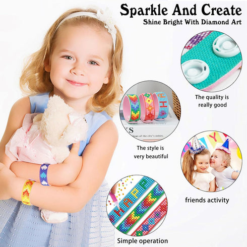 JOFONY 3 PCS Diamond Art Bracelet Kit,Diamond Painting Jewelry Art Bracelet Making Your Own Kit for Girls Kids Gem DIY EVA Bracelet Making Gifts f...
