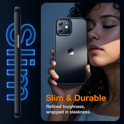for iPhone 12 Phone Case, Shockproof for iPhone 12 Pro Case, Military Grade Drop Protection, Protective Hard Back Slim Translucent Case for iPhone...