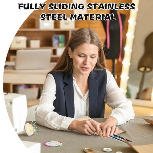 Prasacco 6 Pack Stainless Steel Sliding Gauge Sewing Ruler, Sewing Measuring Tool Quilting Ruler Ideal Measuring Tool for Quilting Knitting and Cr...