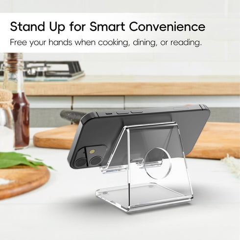 Acrylic Cell Phone Stand, Clear Phone Stand for Desk, Portable Phone Holder, Phone Dock, Office Desk Accessories, Compatible with 4-8'' Smartphone...