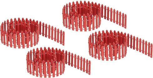 MECCANIXITY Miniature Garden Fence, 35 Inch Long Wood Ornament Wooden Decorative Picket Fence for DIY Crafts Project, Red Pack of 4...