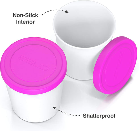 BALCI - Premium Ice Cream Containers (2 Pack - 1 Quart Each) Perfect Freezer Storage Tubs with Lids for Ice Cream, Sorbet and Gelato! - Pink...