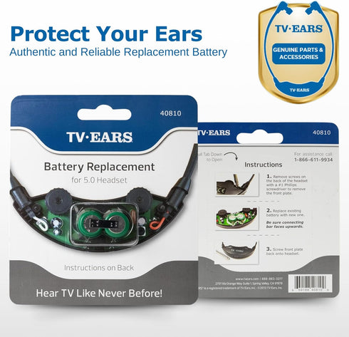 TV · EARS Replacement Battery Original & Digital Headsets - Reliable Power Source for Your Headsets - Rechargeable Long-Lasting Battery up to 6 Ho...