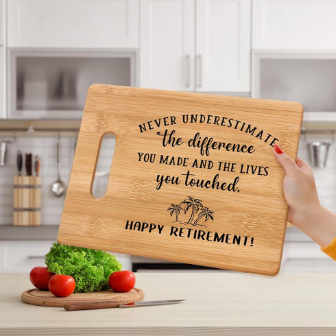 Retirement Gifts for Women Men, Happy Retirement Bamboo Cutting Board with Warm Words - Best Retirement Gifts for Coworker Friend Mom Grandma Dad ...