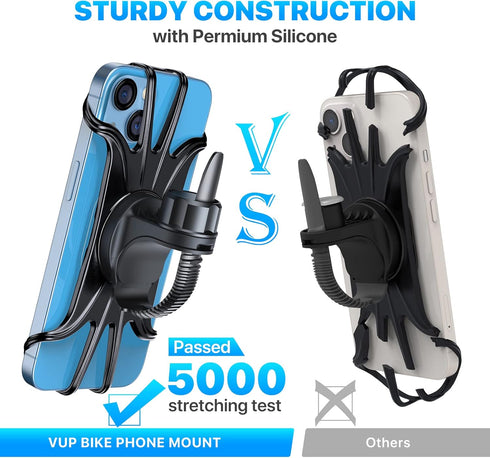 VUP Bike Phone Mount Detachable, Universal Bicycle Phone Holder with 360° Rotatable Silicone Mount for iPhone 15/14/13/Pro Max/Pro/mini/12/11/Xs/M...