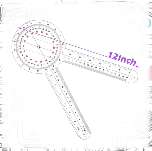 12 Inch Goniometer Transparent Orthopedic Angle Ruler Plastic Goniometer 360 Degree for Body Measuring Tape Goniometer Protractor Ruler (6 Pieces)...