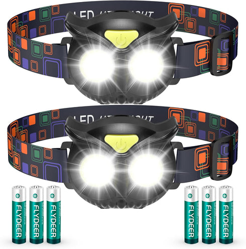 Lsnisni Kids Headlamp 2 Pack,LED Head Lamp with 4 Modes,IPX5 Waterproof Head Lights for Forehead,Head Flashlight for Adults and Kids Outdoor Campi...