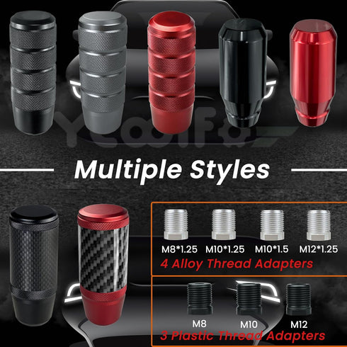 Shift Knob, 3.78" Aluminum Weighted Car Gear Stick Shifter Manual knobs Fit Universal Manual Transmission Vehicle with 4 Threaded Adapters M8 M10 ...