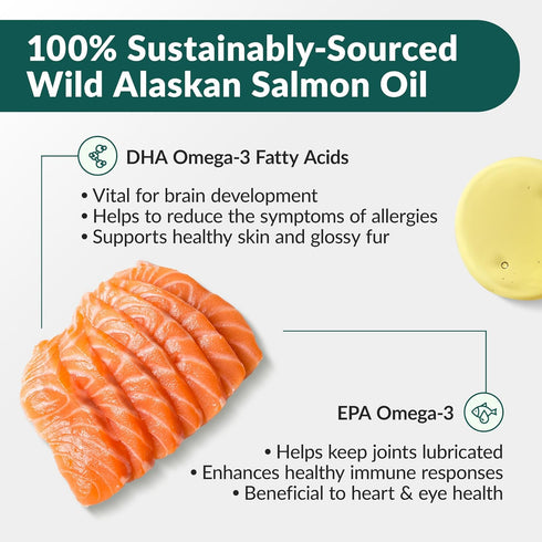 Wuffes Wild Alaskan Salmon Oil for Dogs - Natural EPA & DHA Fatty Acids and Omega 3 for Canines, Healthy Skin and Coat, Joint Support, Reduced All...