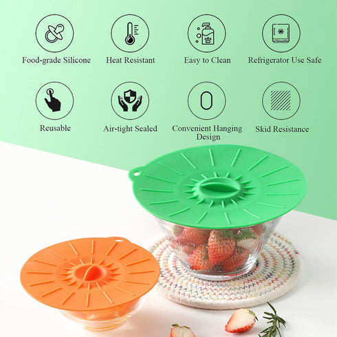 Adpartner Silicone Microwave Cover, 5 Pack Heat Resistant Silicone Lids Reusable Silicone Covers for Food Storage, BPA-Free Silicone Cooking Cover...