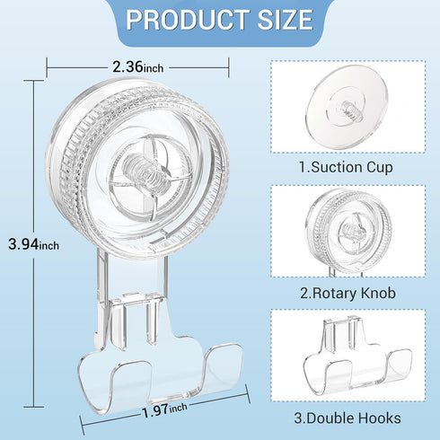 LUXEAR Suction Hooks, 2 Pack Razor Hooks Removable & Reusable Suction Shower Hook Waterproof Powerful Vacuum Suction Hanger for Towel Bathrobe Loo...