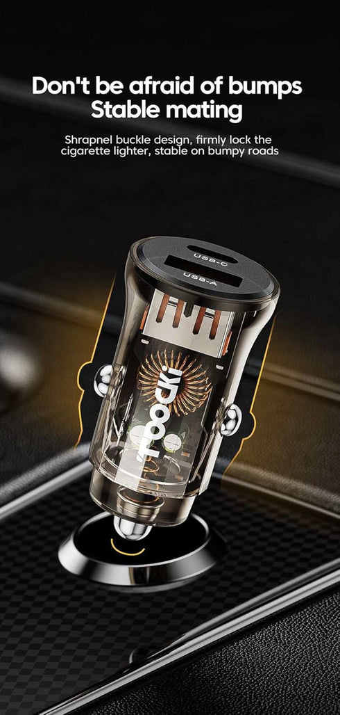 Transparent Car Charger, Smallest 4.8A USB-C + USB-A Fast Car Charger Adapter Flush Fit Compatible with iPhone 14 Pro Max/13/12/11/8/7/x/6s, iPad ...
