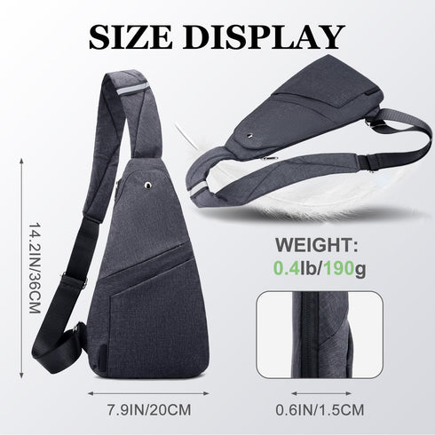 Sling Bag Anti-Thief Crossbody Personal Pocket Bag Lightweight Chest Shoulder Backpack for Travel Hiking (Dark Grey)...