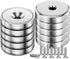 Strong Neodymium Magnets, 10Pack 110LBS Waterproof Cup Magnets with Stainless Screws for Wall Mounting, Rare Earth Magnets with Holes for Holding ...