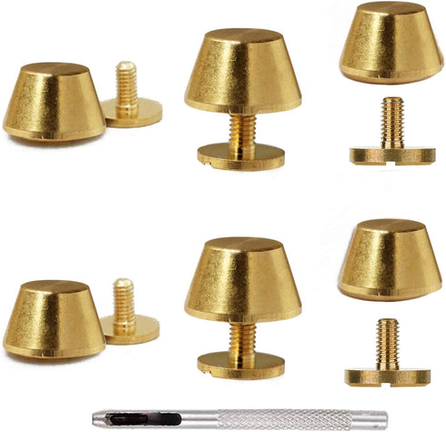 6Pcs Handbag Purse Feet, Round Metal Brass Studs Screw-Back Feet for Purses,Totes...
