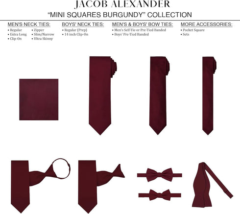 Jacob Alexander Men's Woven Subtle Mini Squares Slim Neck Tie...