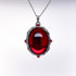 Blood Red Oval Stone In Silver Finish Pewter Frame Pendant Necklace...