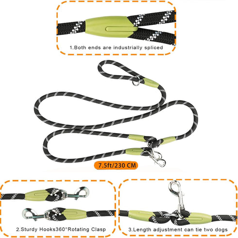 Multi-Function Hands Free Dog Leash? 7.5ft Rope Crossbody Dog Leash Reflective for Large Medium Small Dogs Walking, Jogging and Running, Training ...