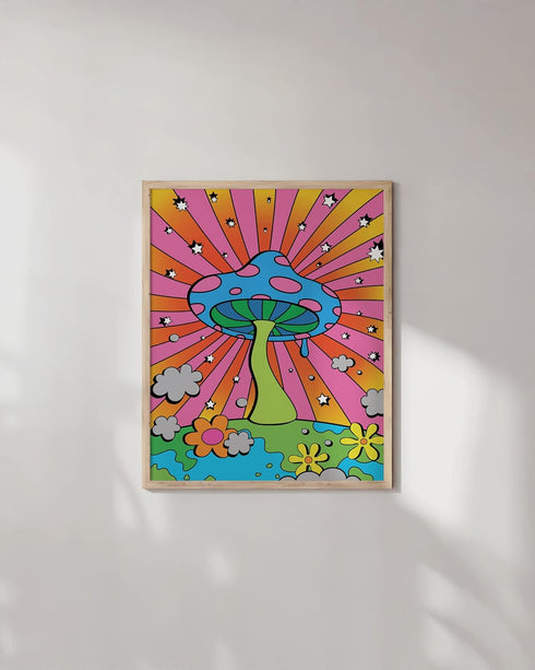 HAUS AND HUES Mushroom Poster Trippy Posters - Indie Posters Posters for Room Aesthetic Trippy Hippie Posters Y2K Poster Mushroom Art Indie Pictur...