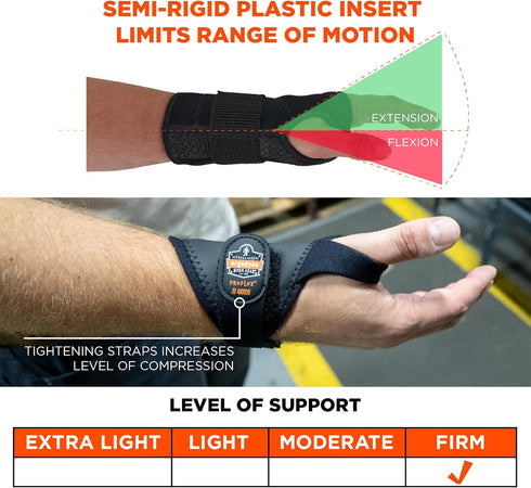 Ergodyne ProFlex 4020 Left Wrist Support, Black, X-Small/Small...