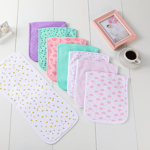 Burp Cloths for Baby Girls Organic Cotton Large Burp Clothes Extra Absorbent Soft Burping Rags Spit Up Cloth Sets for Newborns 8 Pack...