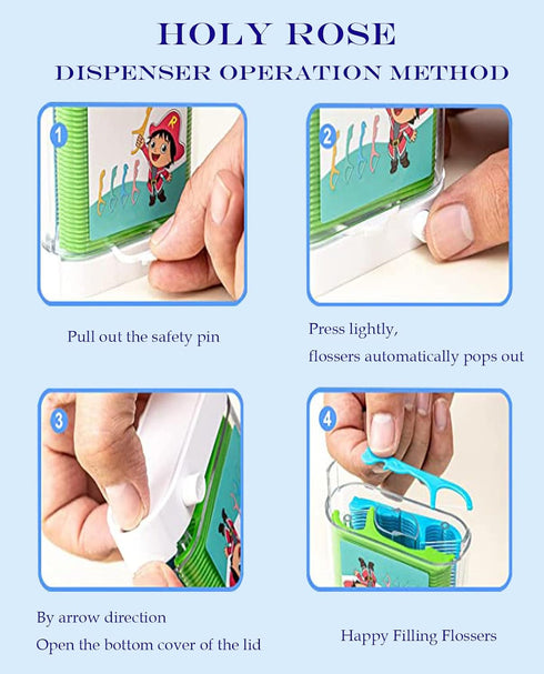 Kids Professional Dental Floss Picks Holy Rose Dental Flossers Dispenser Suitable for Teenagers,Children,Girls,Boys Unflavored Floss Sticks,Neat,H...
