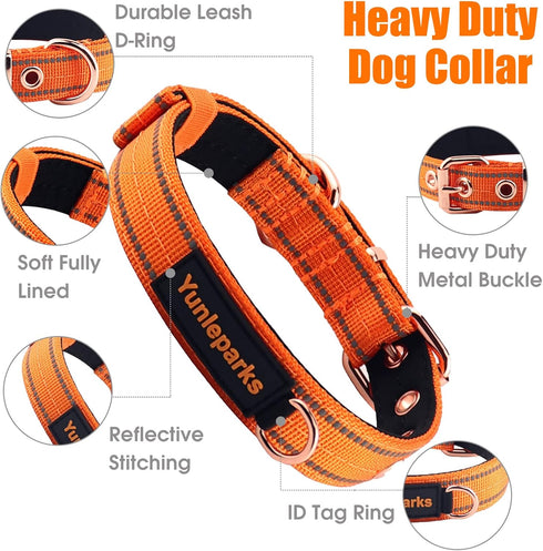 Neoprene Padded Dog Collar,Nylon Dog Collar for Small Medium Large Dogs,Heavy Duty Dog Collar with Metal Buckle,Adjustable Reflective Dog Collar (...