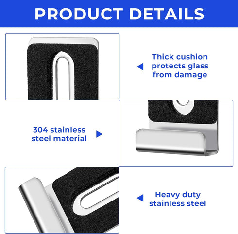 8 Sets of Metal Mirror Hanging Kit, Wall Mounting Mirror Clips for 1/4 Inch Mirror with Screw Rubber Pad, Heavy Mirror Mounting Hardware for Billb...