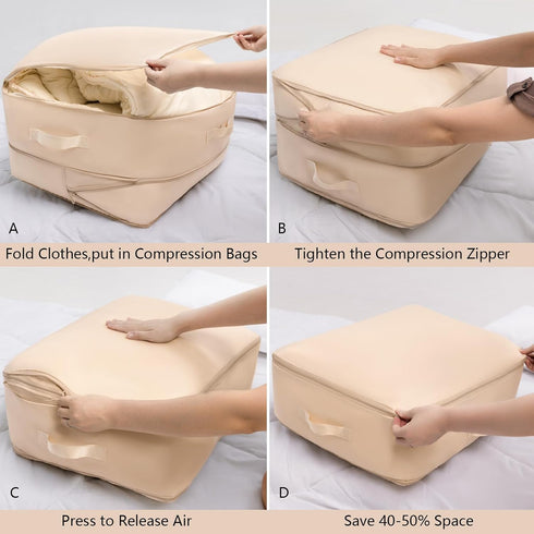 Ultra Space Saving Self Compression Organizer Bags,Comforter Storage Bag,Compression Bags for Storage,Large Moving Bags,Compression Organizer for ...