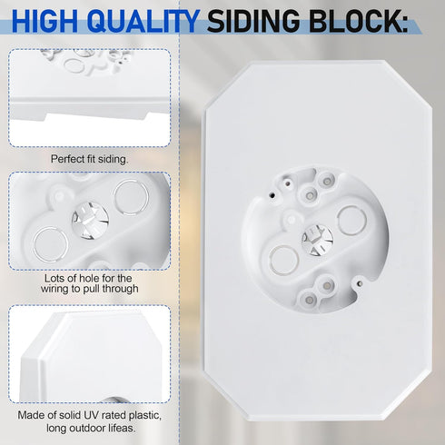 Siding Mounting Block 8141DBL, Outdoor Light Siding Mount Kit with Built-in Electrical Box, Vinyl Siding Mounting Plate for 1/2 inch Lap Double Si...