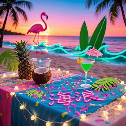 Flamingo Confetti Party Decorations Table Confetti Pink Glitter Tropical for Summer Hawaiian luau Birthday Decor Favor...
