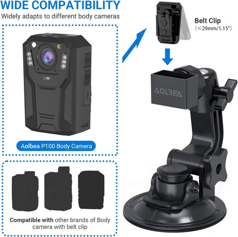Body Camera Suction Cup Mount with Easy Remove Washable Reuable Magic Sticky Gel Pad for P100 and Widely Compatible with Other Body Camera Perfect...
