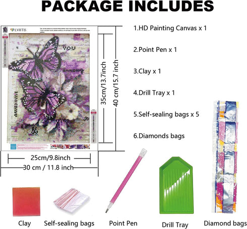 LVIITIS 5D Diamond Painting Butterfly Kits for Adults Full Drill,Diamond Arts Dots Kits for Adults Christmas Paint with Diamonds Gem,Pictures Arts...