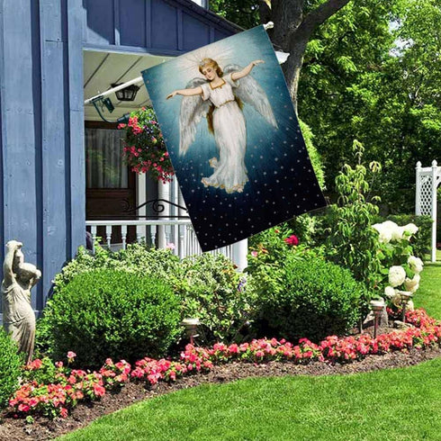 AOYEGO Angel Flying House Flag 28 x 40 Inch Large Vertical Double Sided Christmas in a Starry Night Sky Seasonal Outside Décor for Garden Yard Far...