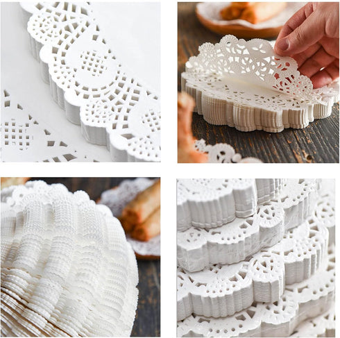 10 inch Round Paper Doilies/Lace Paper Placemats/Disposable Greaseproof Doilies,White,Pack of 100...