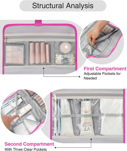 Relavel Travel Hanging Toiletry Bag for Men Women Extra Large Travel Kit Shaving Bag Waterproof Large Makeup Bag Wash Bag Makeup Organizer Cosmeti...
