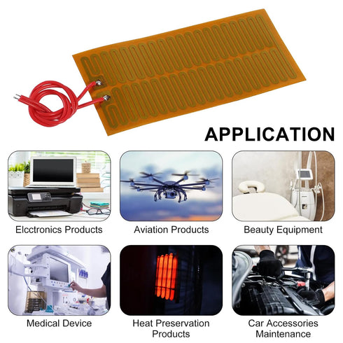 15pcs 45mmx100mm Film Heater Plate Adhesive Pad, PI Heating Elements Film 24V 30W Strip Heater Adhesive Polyimide Heater Plate (24V 30W 45mmx100mm...