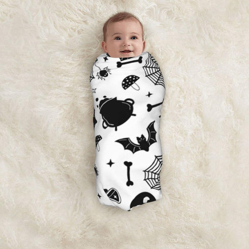 Christmas Halloween Bat Goth Pumpkin Skull Newborn Baby Swaddle Blanket Christmas Muslin Wrap Receiving Blankets Soft Large Swaddle Receiving Gift...