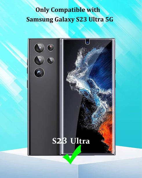 for Galaxy S23 Ultra Privacy Screen Protector with Black Aluminium Alloy Camera Lens Protector, Anti-Spy Flexible TPU Film [Support Fingerprint ID...