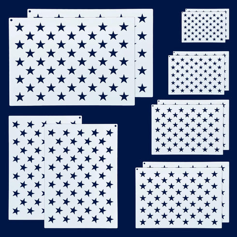 WISYOK 12 Pieces American Flag 50 Star Stencil Templates, 6 Sizes American Flag Templates, Ideal for DIY Crafts Design, Independence Day Project, ...