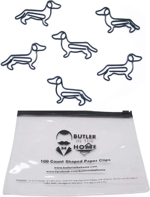 Dog Dachshund Shaped Paper Clips Great for Paper Clip Collectors or Dog and Pet Lovers (Style #2) (Black Refill Bag (No Tin))...