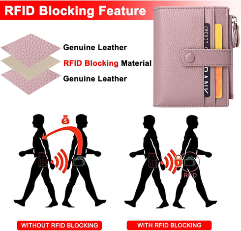 FALAN MULE Small Wallets for Women RFID Blocking Slim Bifold Leather Womens Wallet with Zipper Coin Purse...
