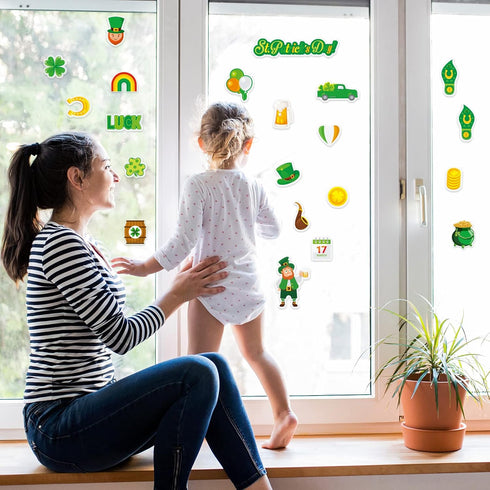 St Patrick's Day Thick Gel Cling Spring Window Gel Clings Decals Stickers for Kids, Toddlers and Adults Home Airplane Classroom Nursery Fall Party...