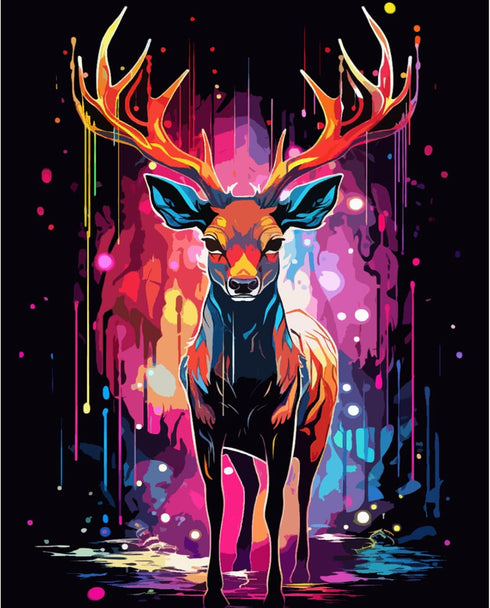 Tucocoo Graffiti Deer Paint by Number for Adults, DIY Digital Oil Painting Kits on Canvas with Brushes and Acrylic Pigment, Animal Realistic Carto...