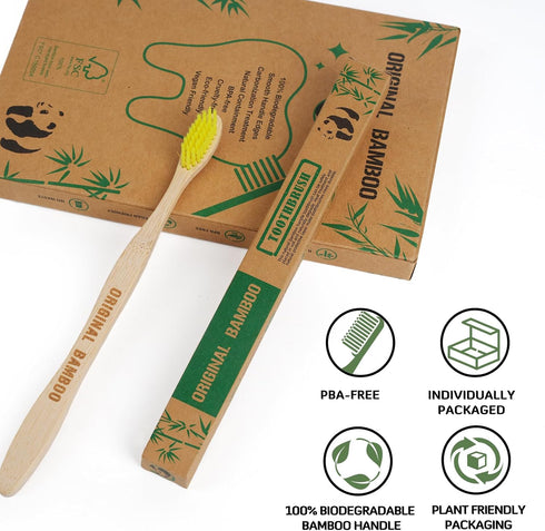 Toothbrushes, BPA Free Soft Bristles 6 Pack Biodegradable Eco-Friendly Sustainable Natural Bamboo Charcoal Tooth Brush for Dental Hygiene Gum Care...
